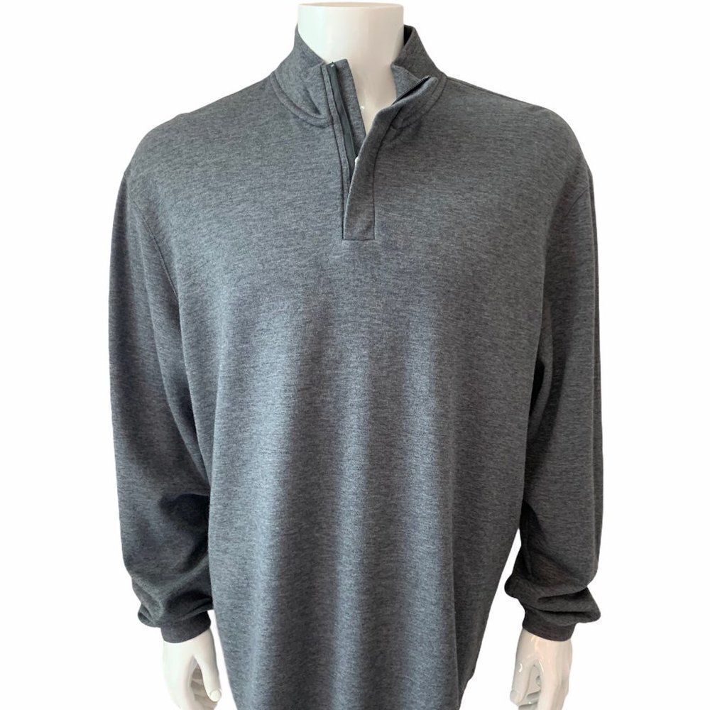 Roundtree & Yorke Sweater Men’s XL Gray 1/4 Zip Trim Fit Pullover Comfort Casual